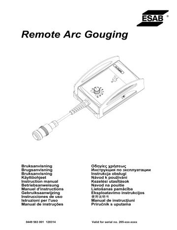 ESAB Remote Arc Gouging Manual de utilizare | Manualzz
