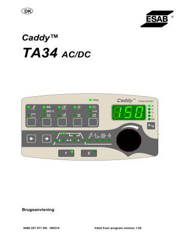 ESAB TA34 AC/DC Caddy Brugermanual | Manualzz