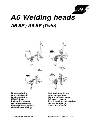 ESAB A6 Welding heads Používateľská príručka | Manualzz