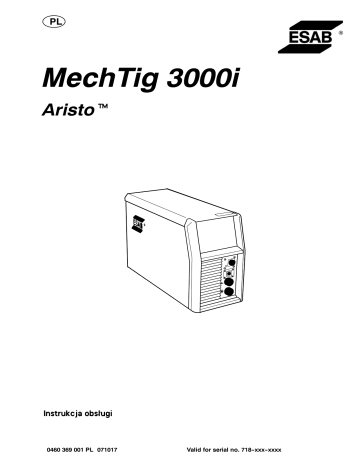 ESAB MechTig 3000i Aristo MechTig 3000i Instrukcja obsługi | Manualzz