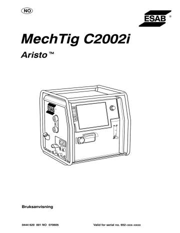 ESAB MechTig C2002i Aristo MechTig C2002i Brugermanual | Manualzz