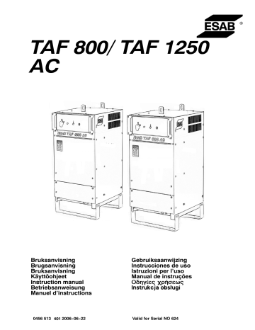 ESAB TAF 800 / TAF 1250 Brugermanual | Manualzz