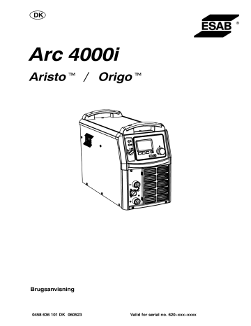 ESAB Arc 4000i Brugermanual | Manualzz