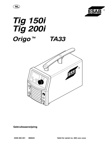 ESAB Origo™ Tig 200i Handleiding | Manualzz