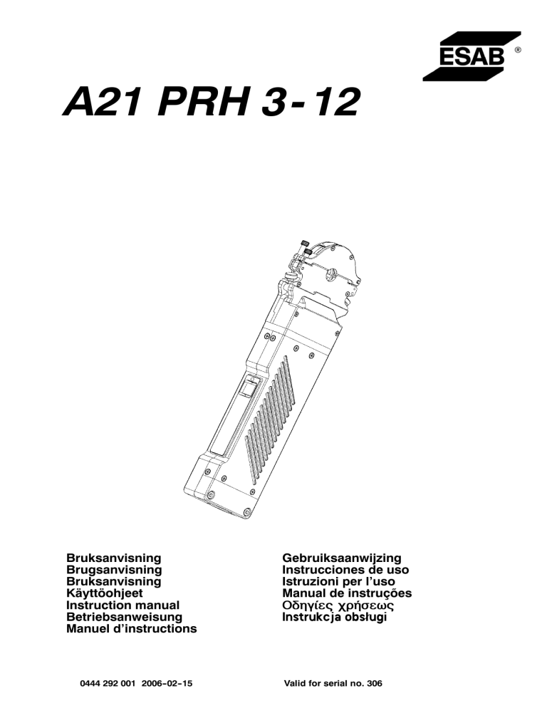 Esab Prh 3 12 1 Prh 3 12 User Manual Manualzz