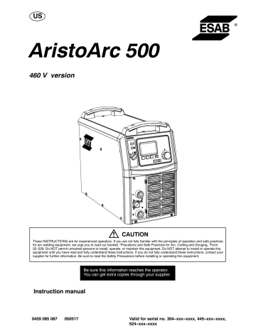 ESAB AristoArc 500 User manual | Manualzz