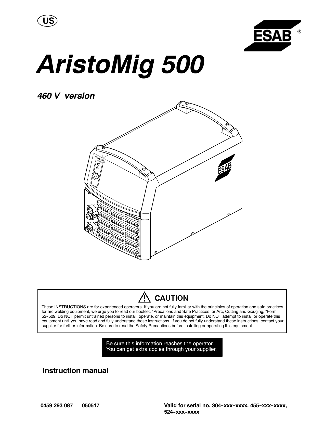 ESAB AristoMig 500 User manual | Manualzz