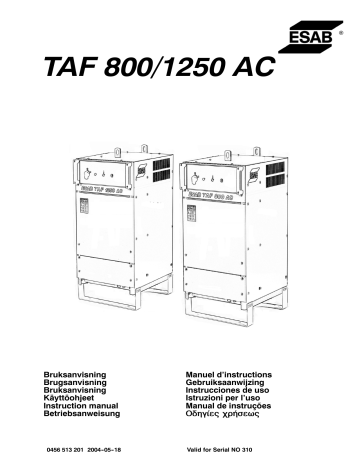 ESAB TAF 800 / TAF 1250 Användarmanual | Manualzz