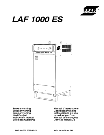 ESAB LAF 1000 ES Brugermanual | Manualzz