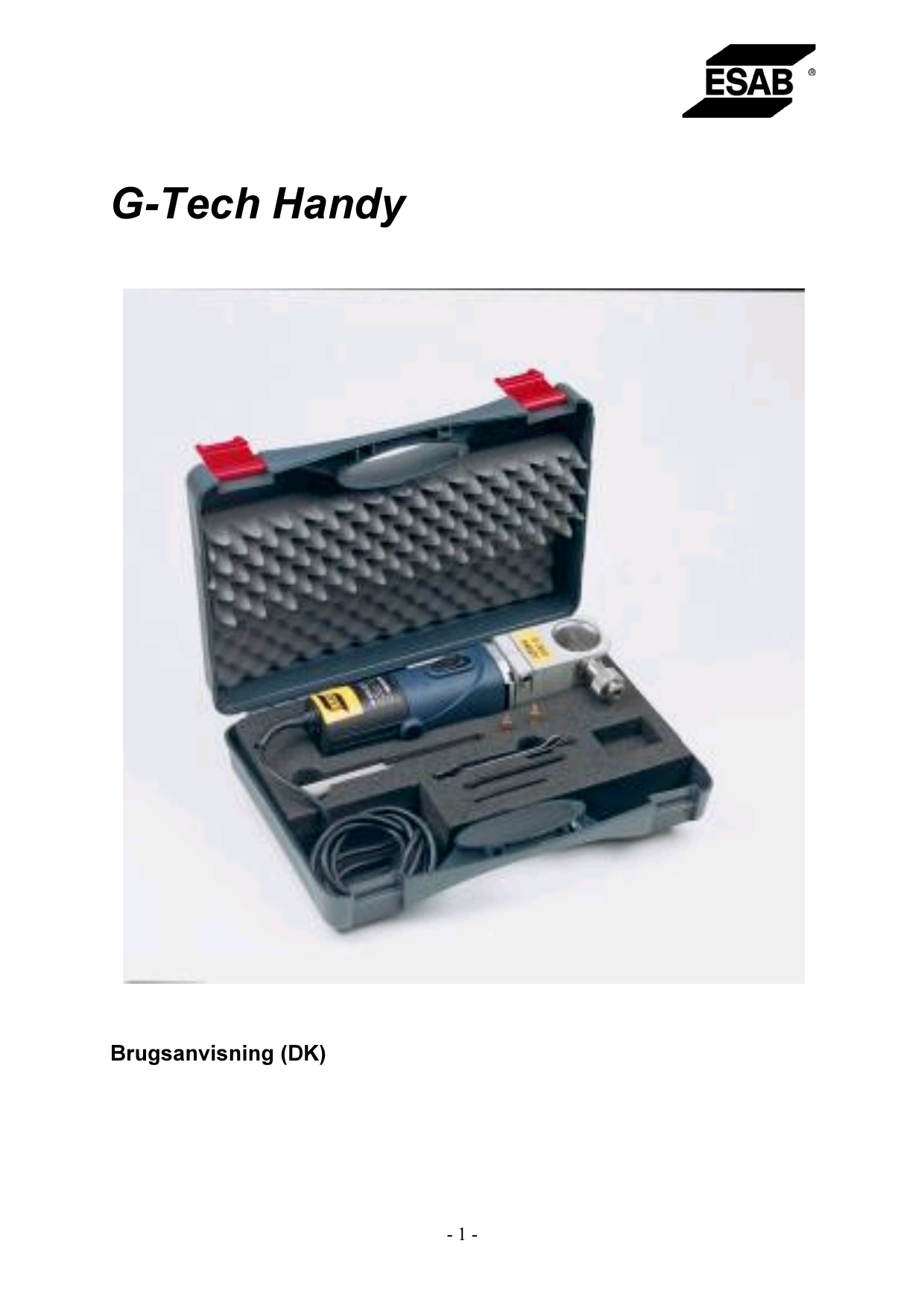 ESAB G Tech Handy Tungsten electrode grinder Brugermanual Manualzz