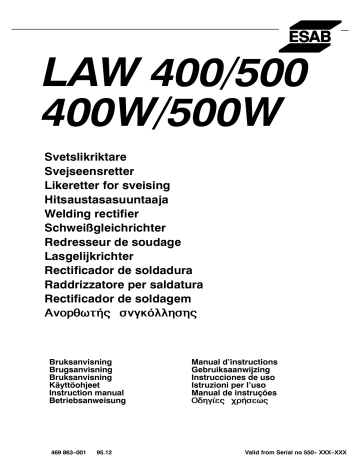 ESAB LAW 400 Manual de usuario | Manualzz