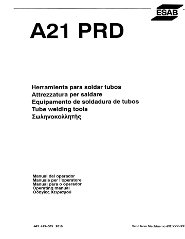 ESAB PRD A21 PRD User manual | Manualzz