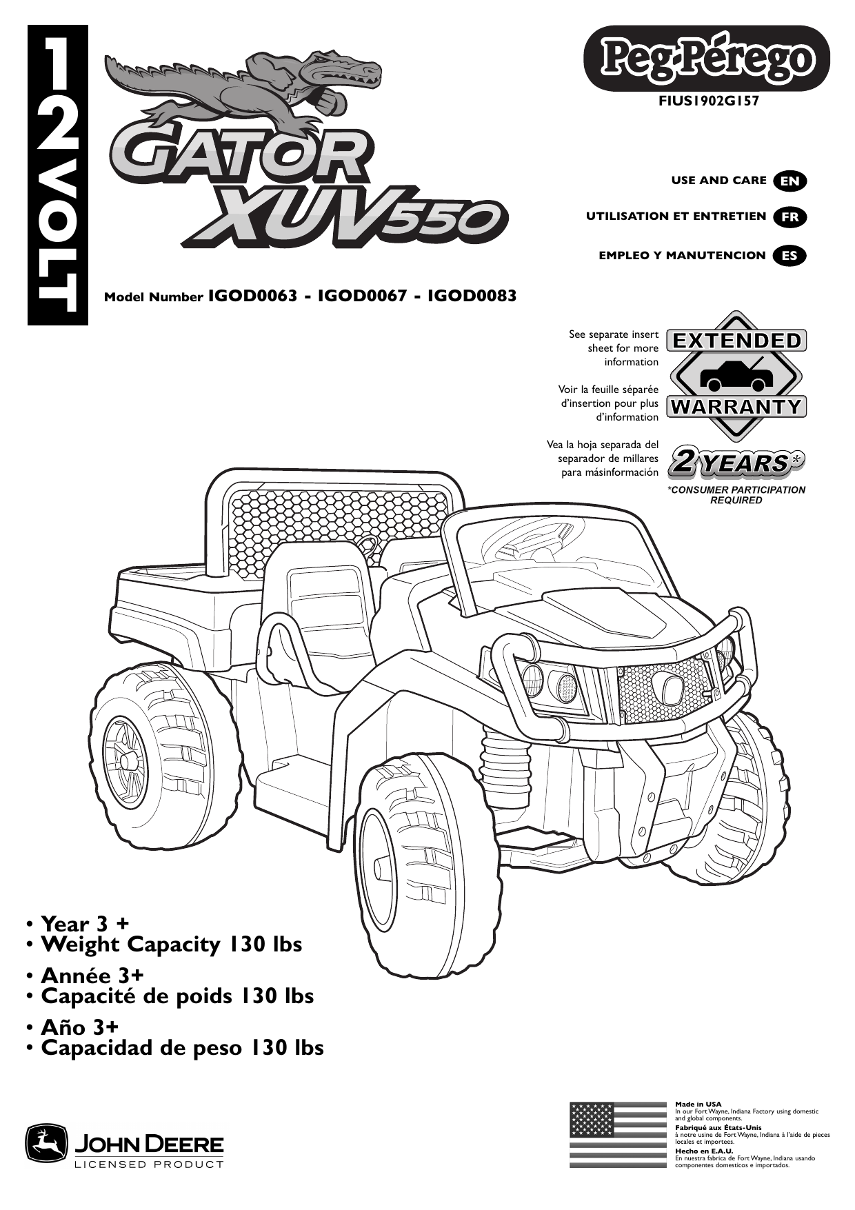 john deere gator power wheels manual