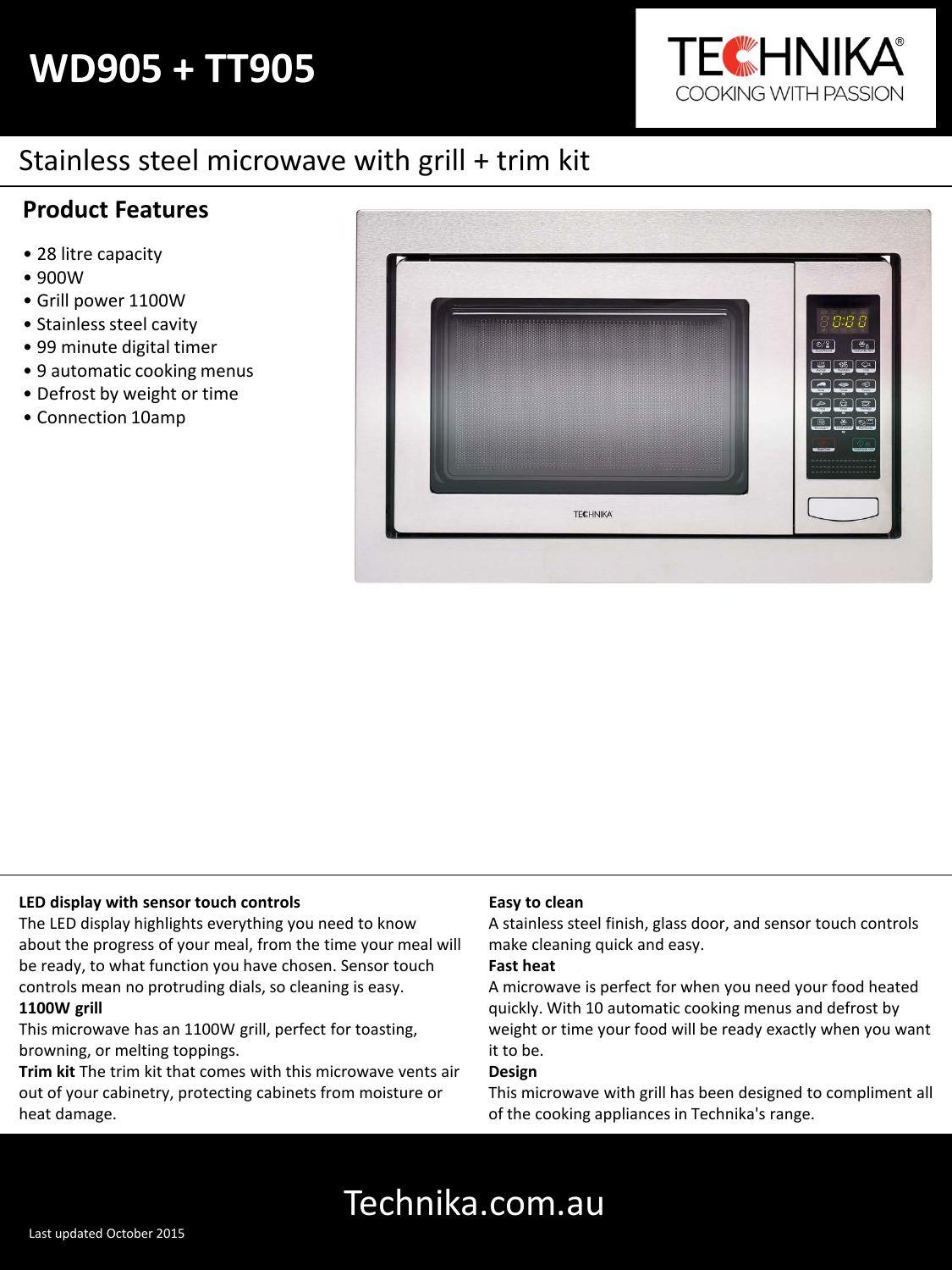 Technika WD905 Microwave Spec Sheet | Manualzz