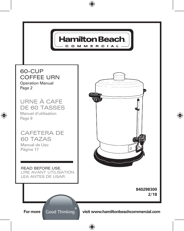 Cafetera Uso Comercial 60 Tazas Hamilton Beach D50065 - Plateada | Linio  Colombia - HA135HL0ITYYDLCO