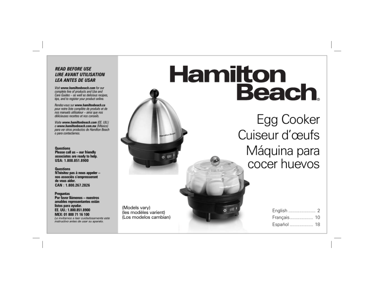 Hamilton Beach 25503, 25500 User guide Manualzz