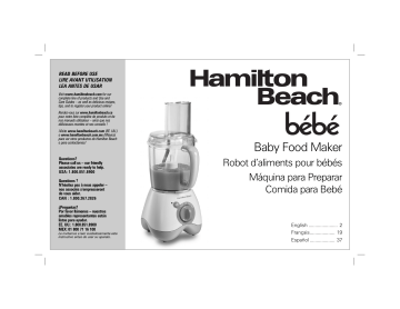 Hamilton Beach 36532 bébé Baby Food Caddies Use and Care Guide | Manualzz