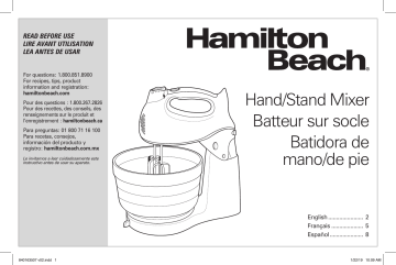 Hamilton Beach 64695N Power Deluxe™ 6 Speed Hand/Stand Mixer Use and Care Guide | Manualzz