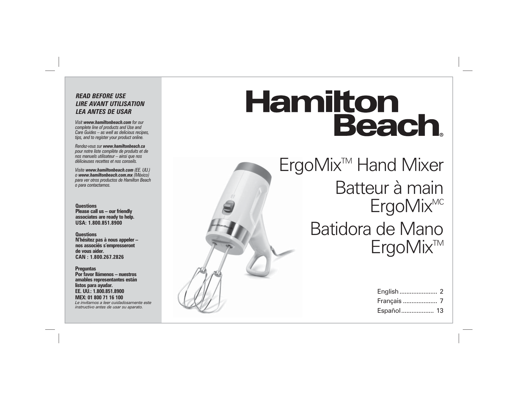 Hamilton Beach ErgoMix White 62674E