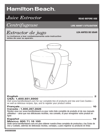 Hamilton Beach 67800 Health Smart Juice Extractor 350W - White