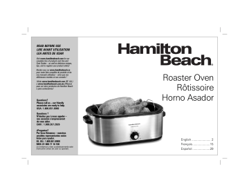 Hamilton Beach 32229R Roaster Oven, 22 Quart, Stainless Steel Use and Care Guide | Manualzz