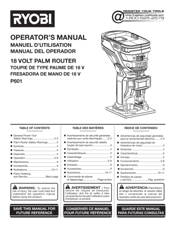 RYOBI P601 Owner Manual | Manualzz