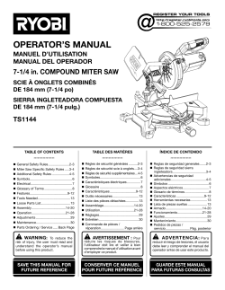 Ryobi TS1144 - Owner's manual