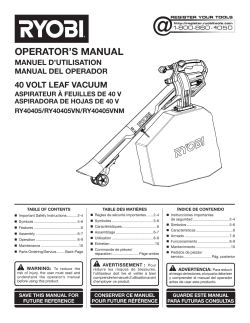 Ryobi RY40405BTL Manual Owner s manual Product information