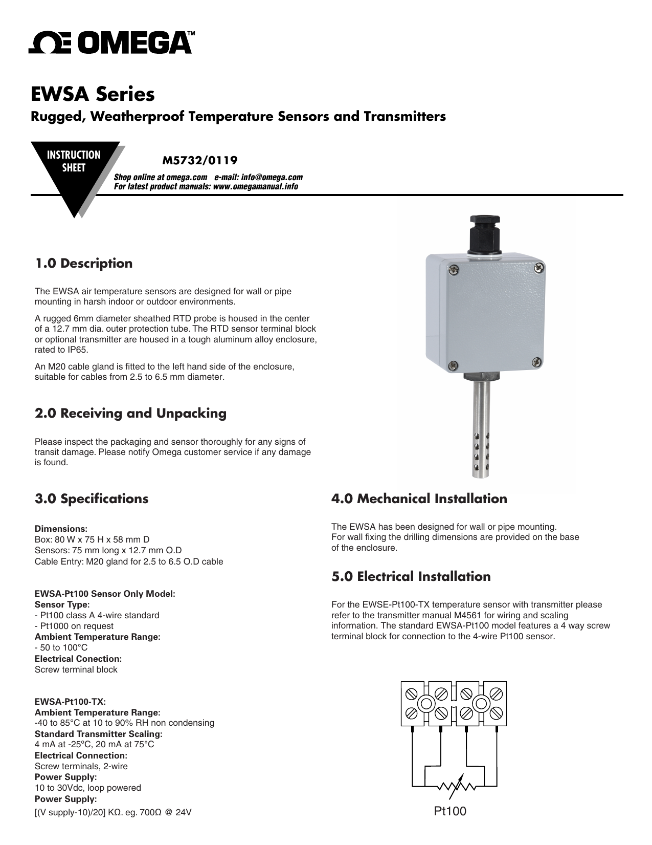 Air Temperature Sensor for Indoor and Outdoor Use :: OMEGA Engineering