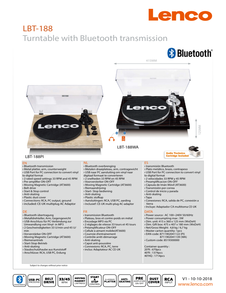 Lenco Lbt 1 Quick Start Guide Manualzz