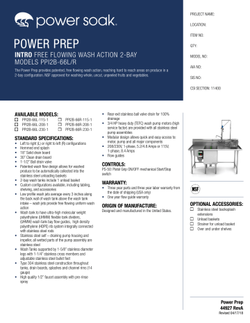 Power Soak PPI2B-66L/R Spec Sheet | Manualzz