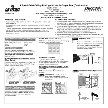 Leviton RTD01-10W IllumaTech Rotary Fan Speed Control Instruction Sheet ...