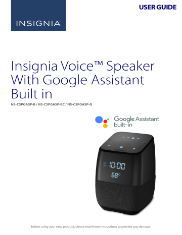 Insignia Voice Smart Portable Bluetooth Speaker Google NS-CSPGASP2 NS-CSPGASP-B 