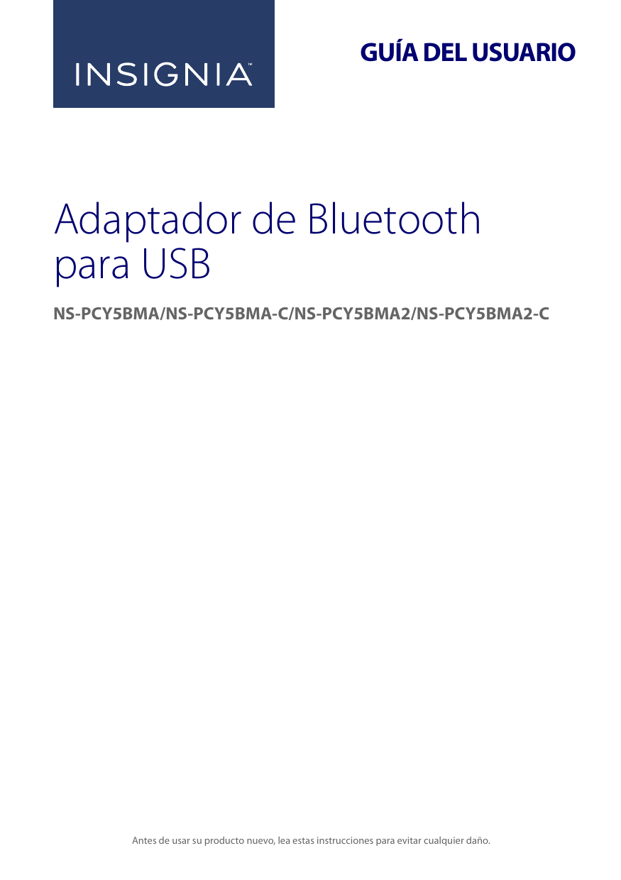 Insignia NSPCY5BMA Bluetooth 4.0 USB Adapter Guía del usuario Manualzz