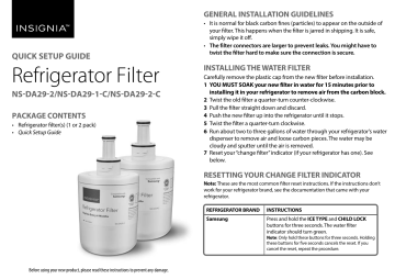 Insignia Ns Da29 2 Ns Da29 1 C Ns Da29 2 C Refrigerator Filter Ns Da29 2 Quick Setup Guide Manualzz