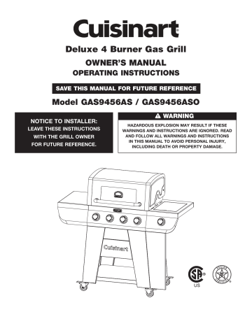 Cuisinart GAS9456AS Deluxe Four Burner Gas Grill Owner's Manual | Manualzz