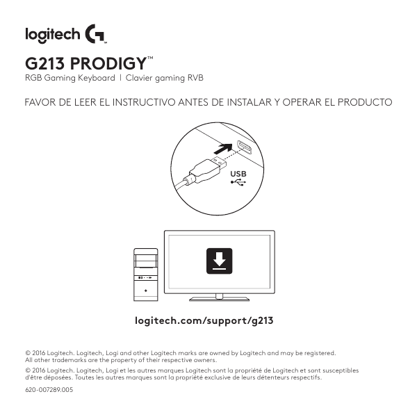 Logitech 920-008083, G213 Prodigy RGB Gaming Keyboard User manual