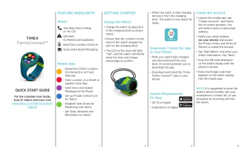 Timex T-Mobile Family Connect Quick Start Guide | Manualzz