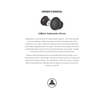 Jl Audio 12w6v3 D4 Mobile Subwoofer Owner S Manual Manualzz Jl Audio 12w6v3 D4 Mobile Subwoofer Owner S Manual Manualzz