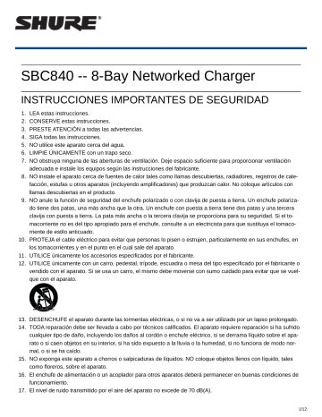 Shure SBC840 8-Bay Networked Charger Guía del usuario | Manualzz