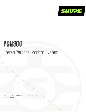 Shure PSM300 Stereo Personal Monitor System Benutzerhandbuch | Manualzz