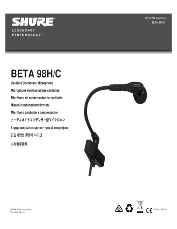 Shure BETA98H Instrument Microphone Guida utente | Manualzz