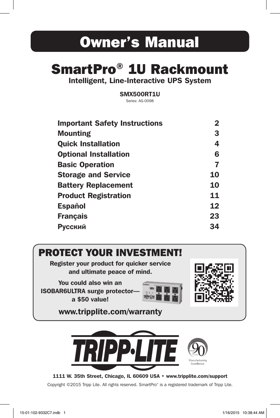 Tripp Lite Smx500rt1u Ups Owner S Manual Manualzz