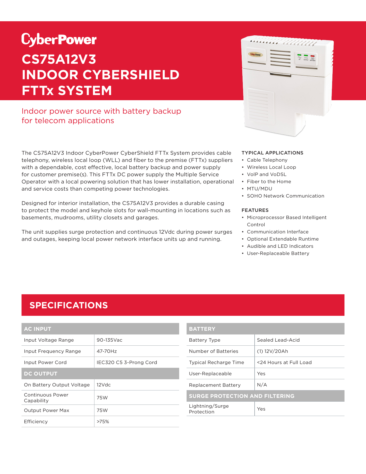Cyberpower Intelligent Backup Power Cs24U12V - Cyberpower Cs24u12v 12v