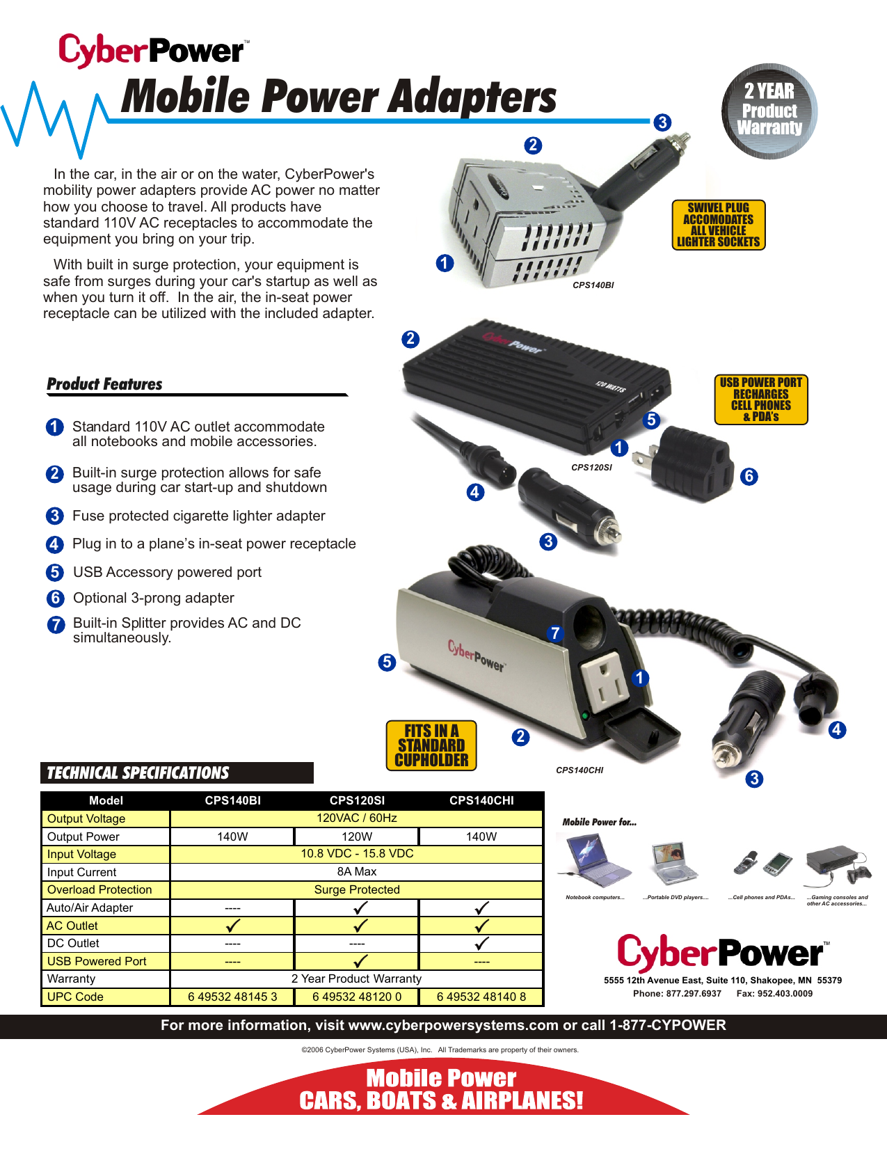 Cyberpower Cps140chi Datasheet Manualzz