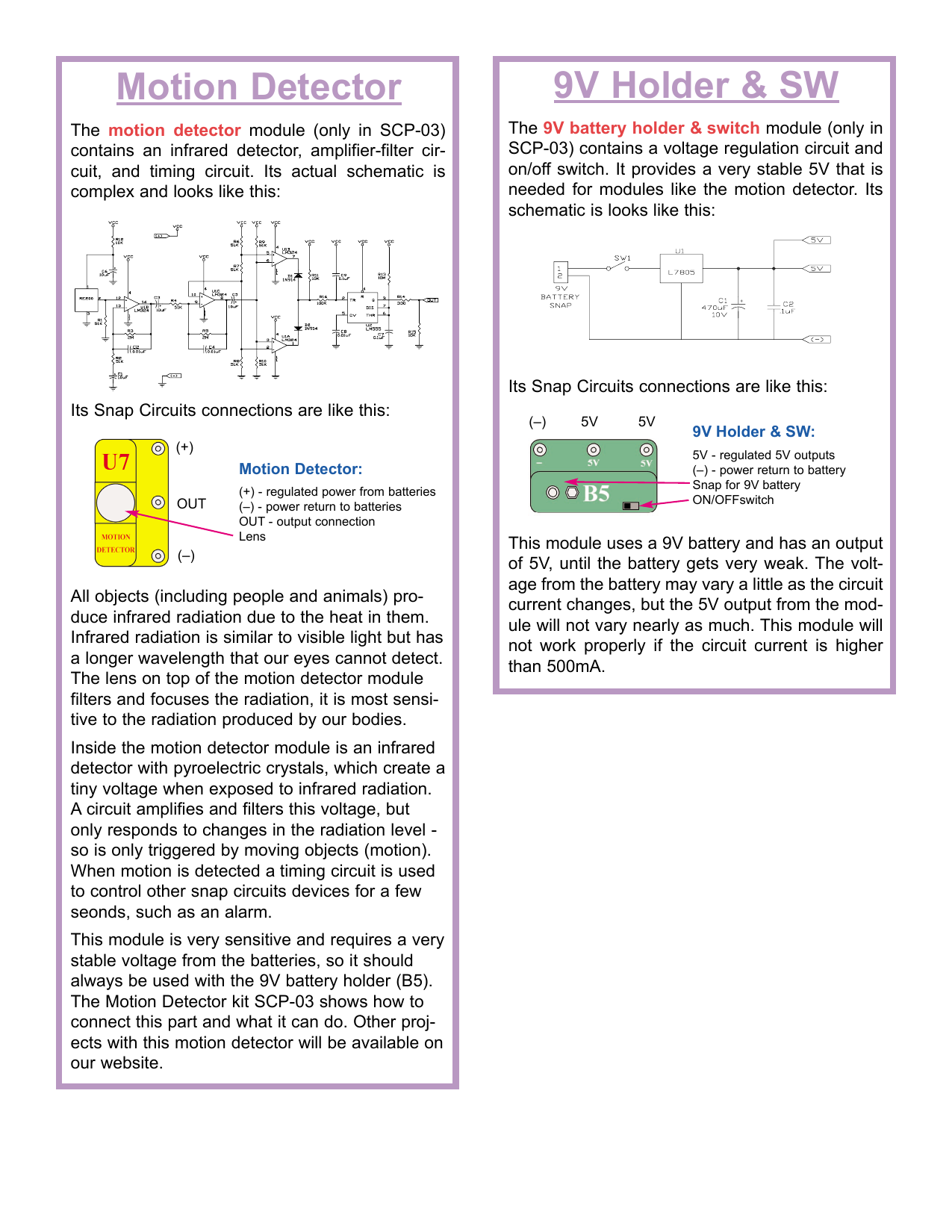 snap circuits motion detector