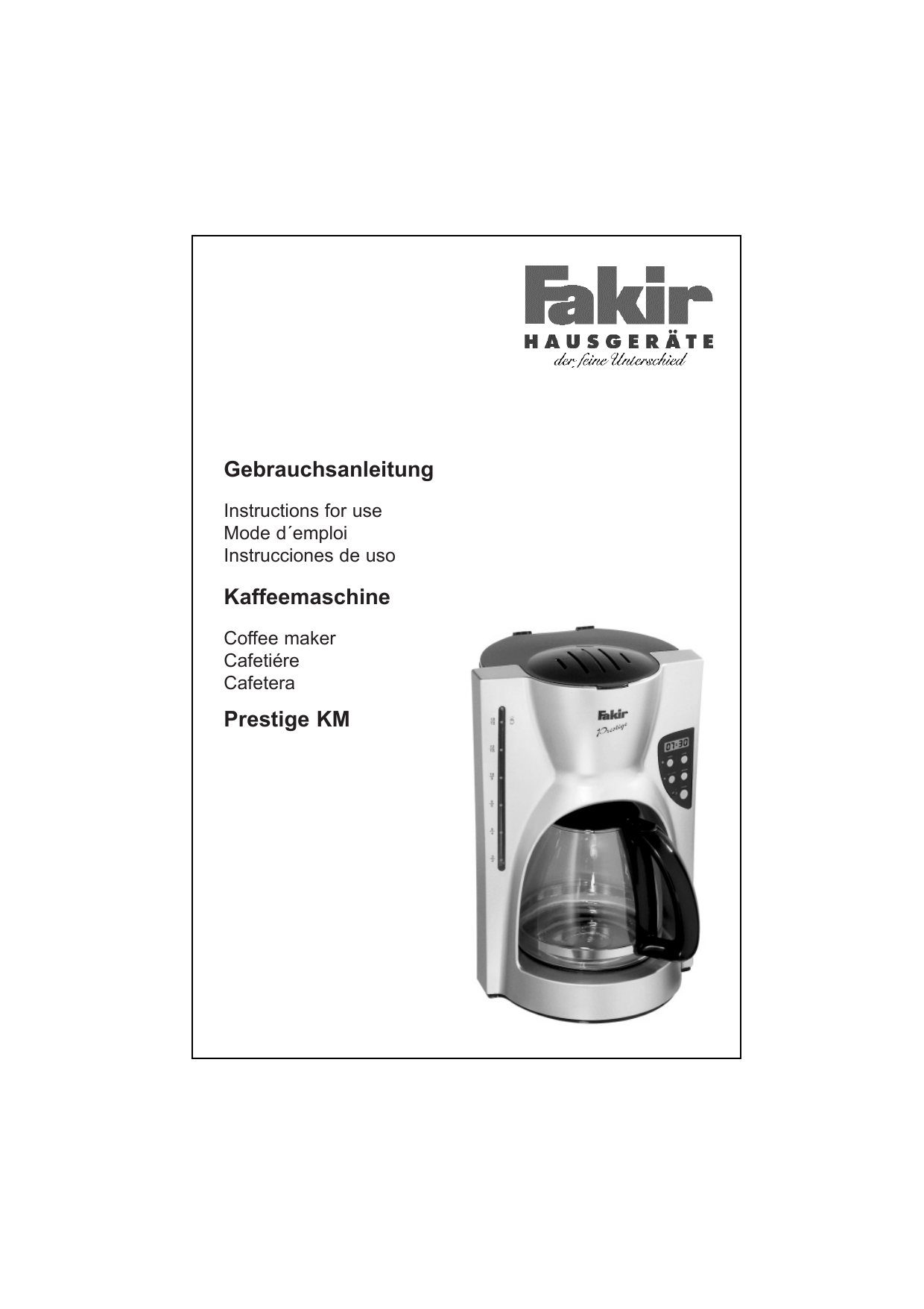 Fakir KM Coffee machine prestige Owner Manual | Manualzz