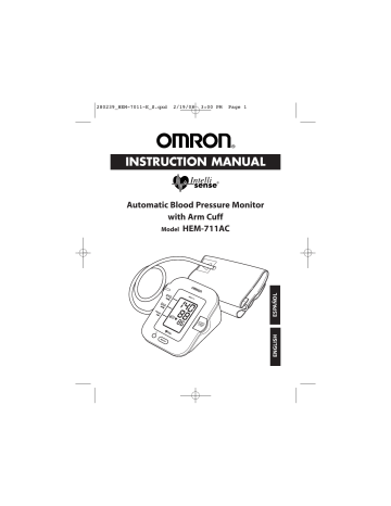 Omron HEM-711AC Automatic Blood Pressure Monitor Instruction Manual ...