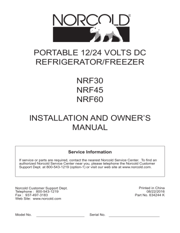 Norcold NRF-30 Owner Manual | Manualzz