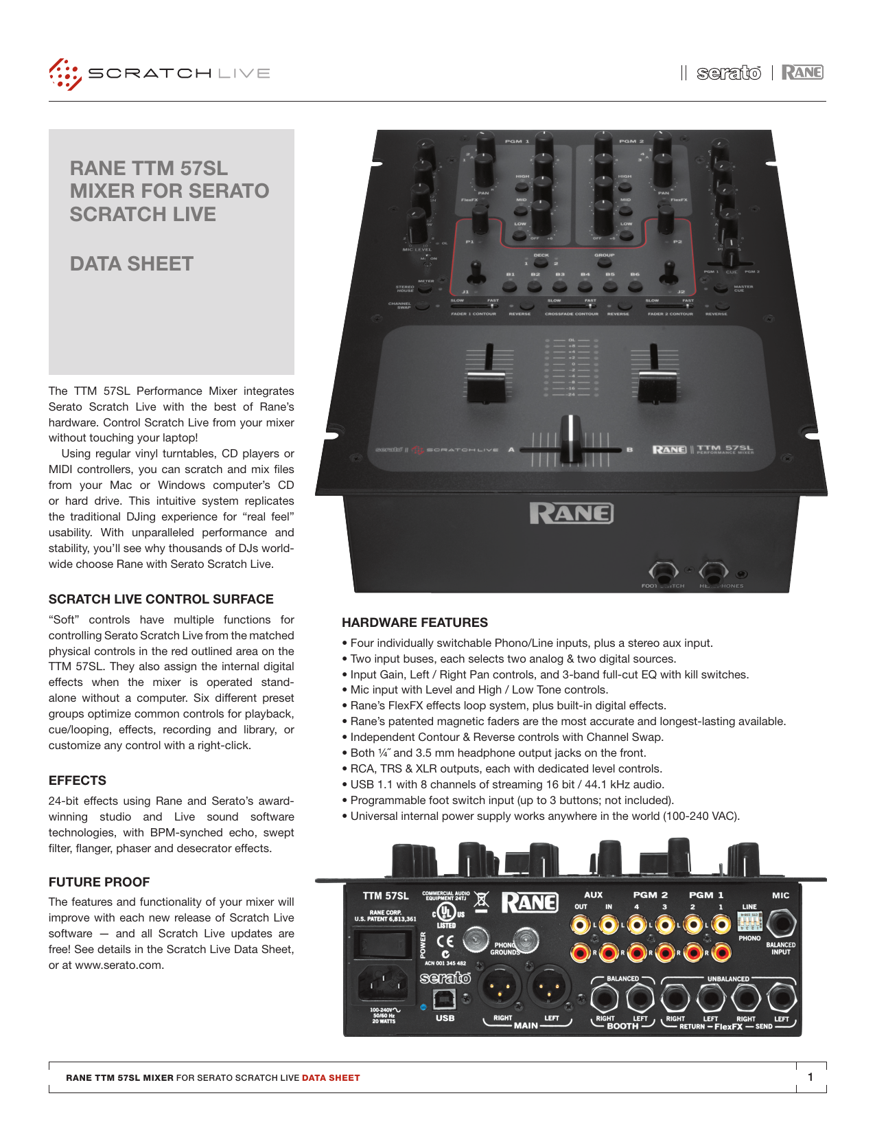 Rane TTM 57SL Mixer Data Sheet | Manualzz Rane TTM 57SL Mixer Data Sheet | Manualzz